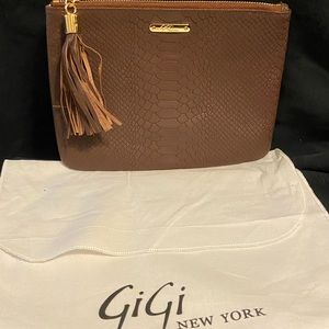 Brown, Gigi New York, leather All in One bag. 9.5 x 7 in
